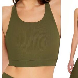 Olive Green Ribbed Women's Bralette
